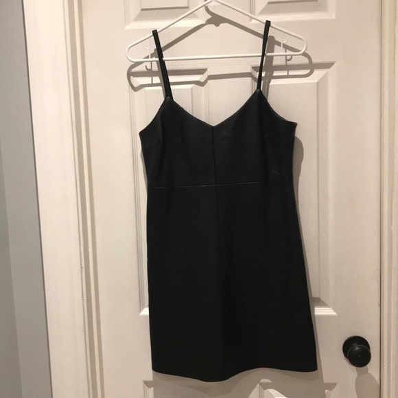 Honey Punch Dresses & Skirts - Honey Punch faux leather vneck dress SZ small
